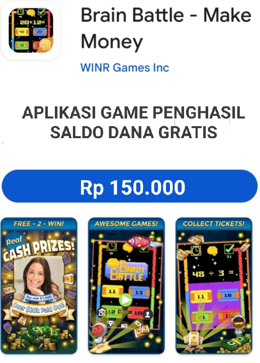 Aplikasi Game Brain Battle, Sambil Asah Otak Cuan Saldo DANA Gratis Rp150.000