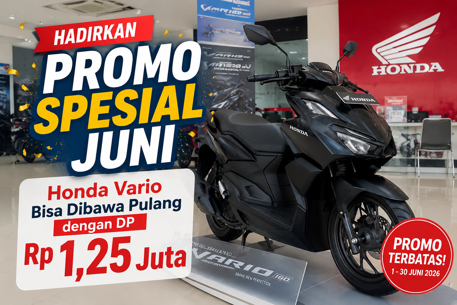 Astra Motor Bengkulu Hadirkan Promo Spesial Juni, Honda Vario Bisa Dibawa Pulang dengan DP Rp1,25 Juta