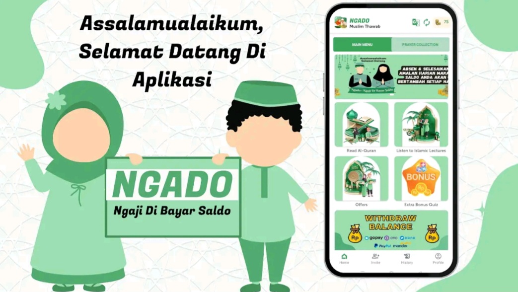 Cara Dapat Saldo DANA Gratis Dari Aplikasi NGADO: Ngaji Dibayar Saldo