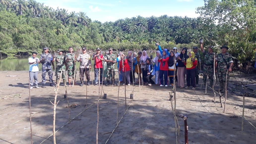 Pesisir Pantai Pino Gantung Ditanami Ratusan Bibit Mangrove