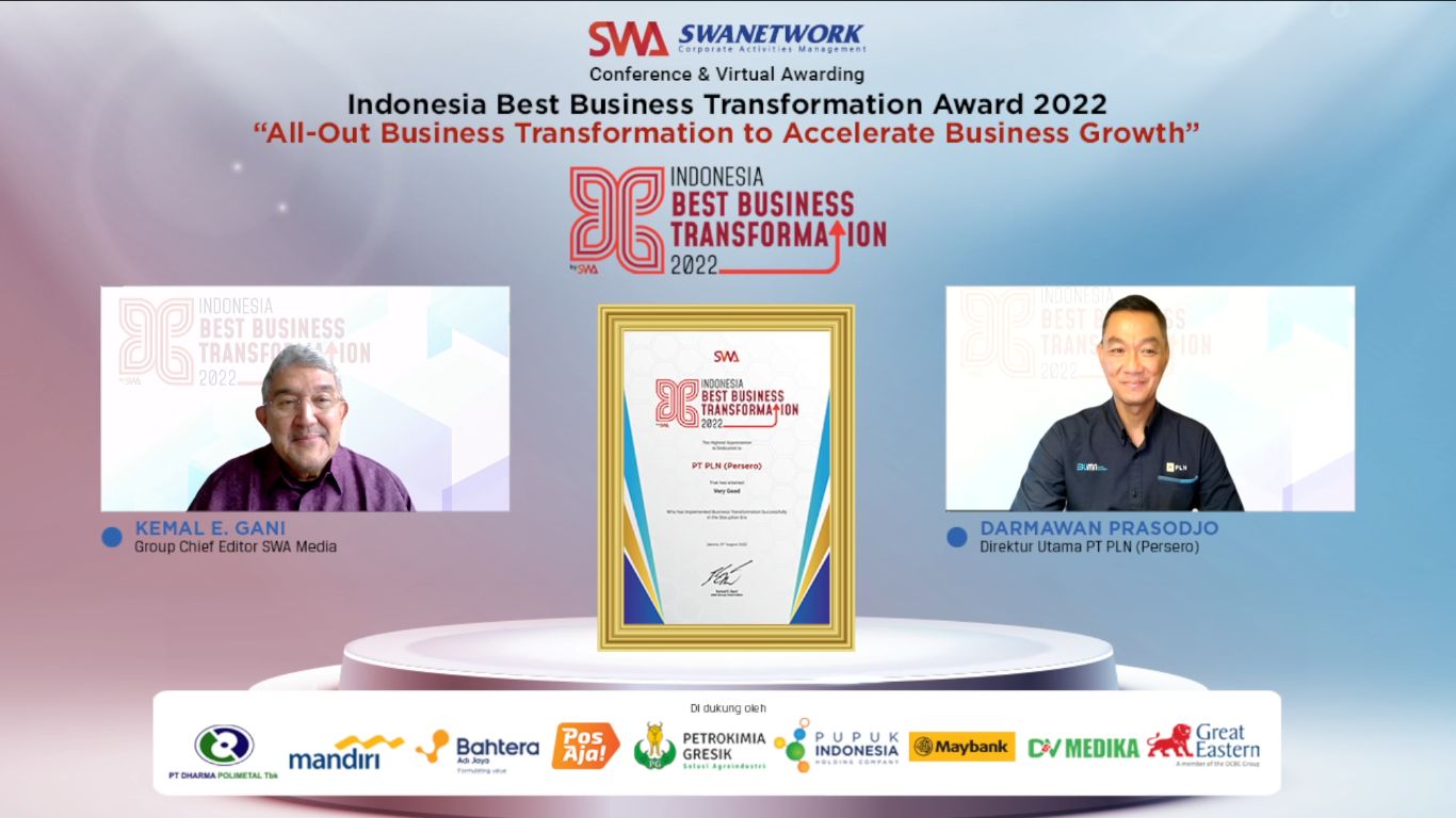 Berhasil Hadapi Era Disrupsi, PLN Sabet Penghargaan Indonesia Best Business Transformation