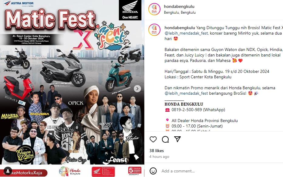 Konser Spektakuler di Bengkulu: Matic Fest X Bersama Guyon Waton, Hindia, dan Juicy Luicy