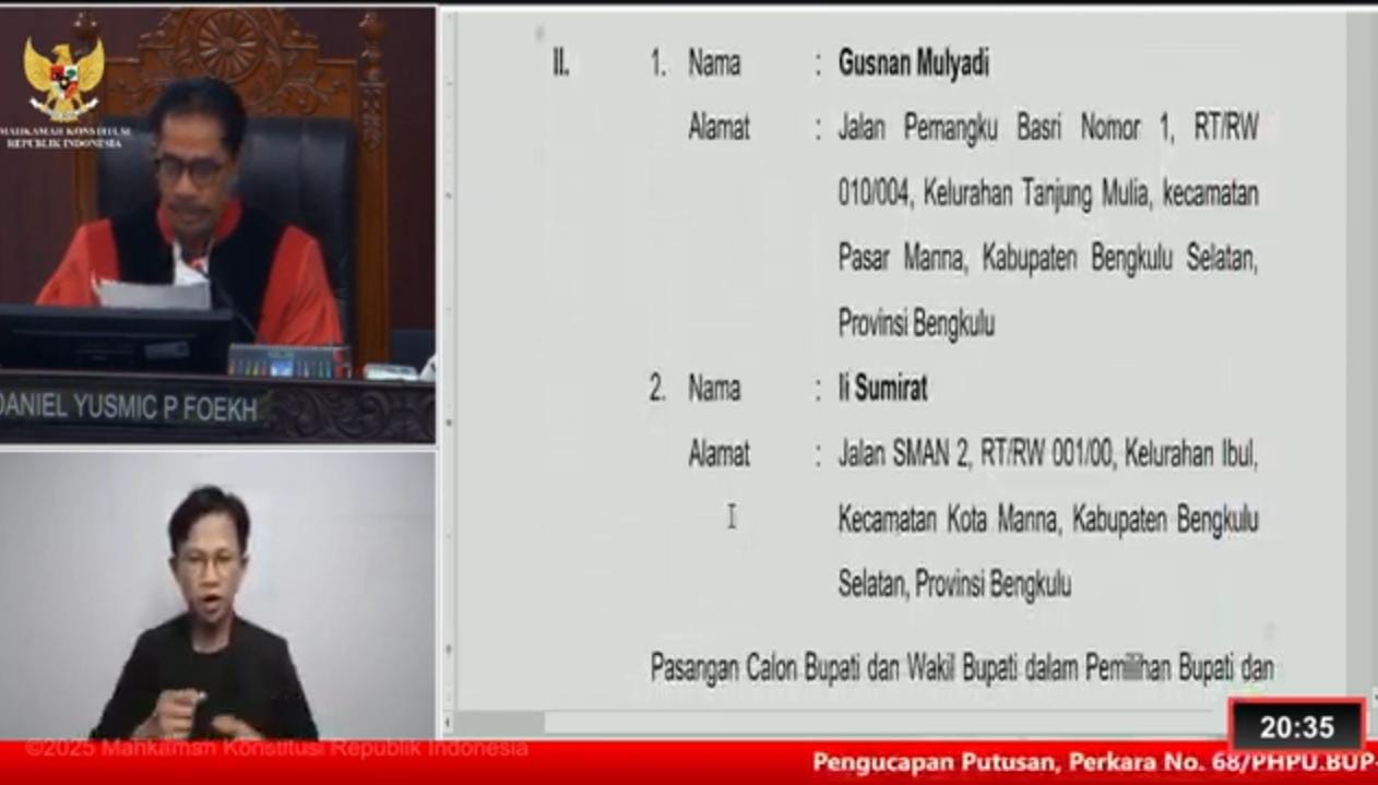 Didiskualifikasi MK dari Calon Bupati Bengkulu Selatan, Ini Tanggapan Gusnan Mulyadi 