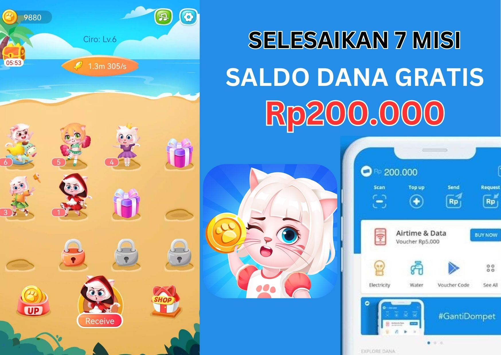 Ambil Saldo DANA Gratis Rp200.000: Selesaikan Misi Cat Up Up