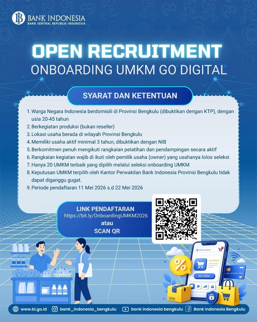Bank Indonesia Buka Rekrutmen Onboarding UMKM Go Digital 2026 di Kota Bengkulu