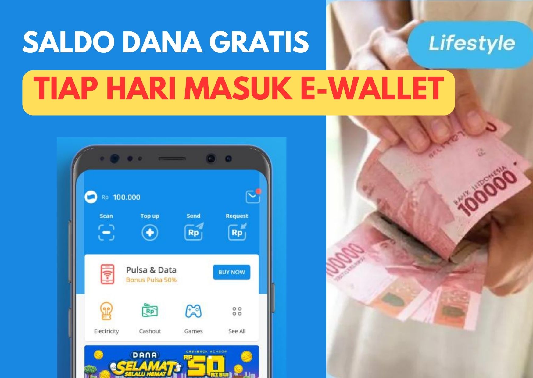 GERCEP LOGIN! Bisa Dapat Saldo DANA Gratis Rp400.000 Langsung Masuk E-Wallet