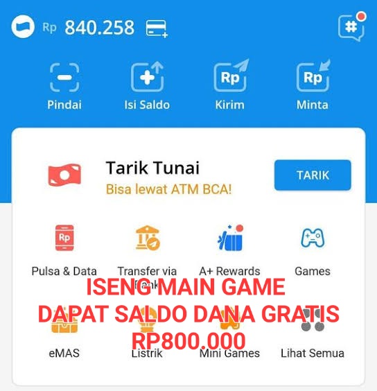 Iseng Main Game Dapat Rezeki Saldo DANA Gratis Rp800.000, Langsung Cair Ke e-Wallet