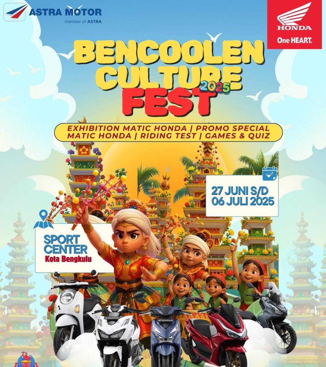 Astra Motor Bengkulu Meriahkan Festival Tabut 2025, Hadirkan Promo dan Event Seru di Bencoolen Culture Fest