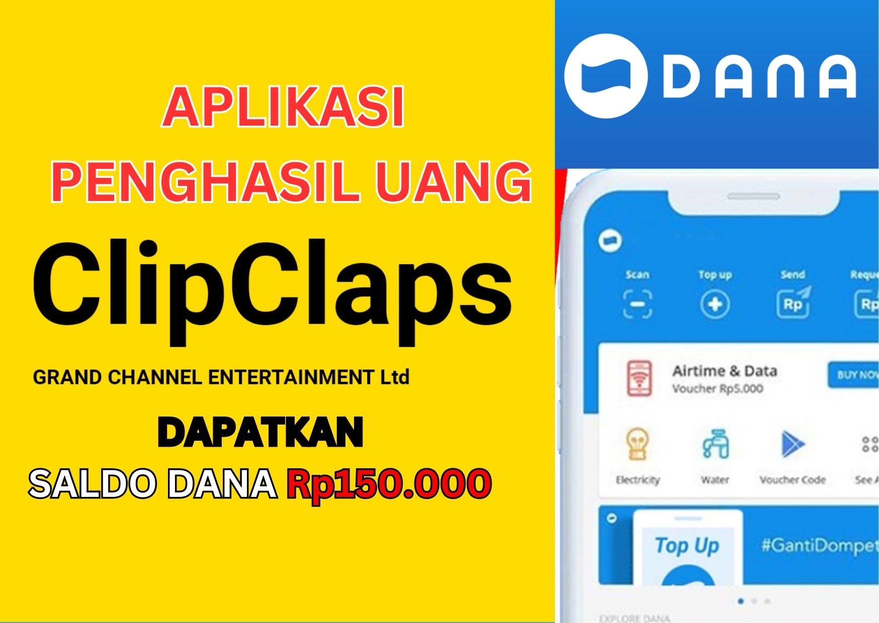 Dapat Rezeki Rp 180 Ribu Gratis dari Aplikasi Penghasil Saldo DANA Clipclaps