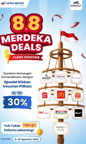 Motorku X Hadirkan Flash Voucher Diskon hingga 30 Persen di Program 8.8 Merdeka Deals