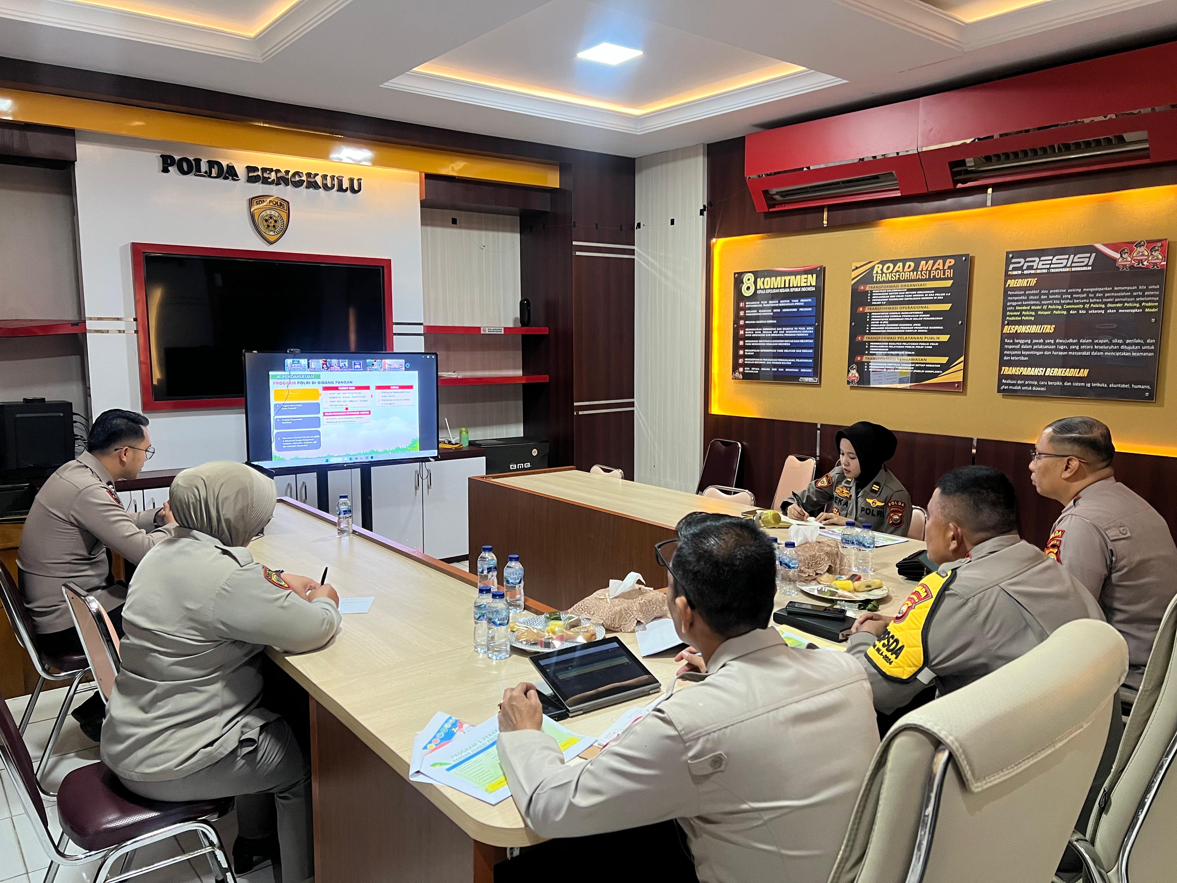 Polda Bengkulu Ikuti Zoom Meeting Bahas Peran Polri dalam Ketahanan Pangan