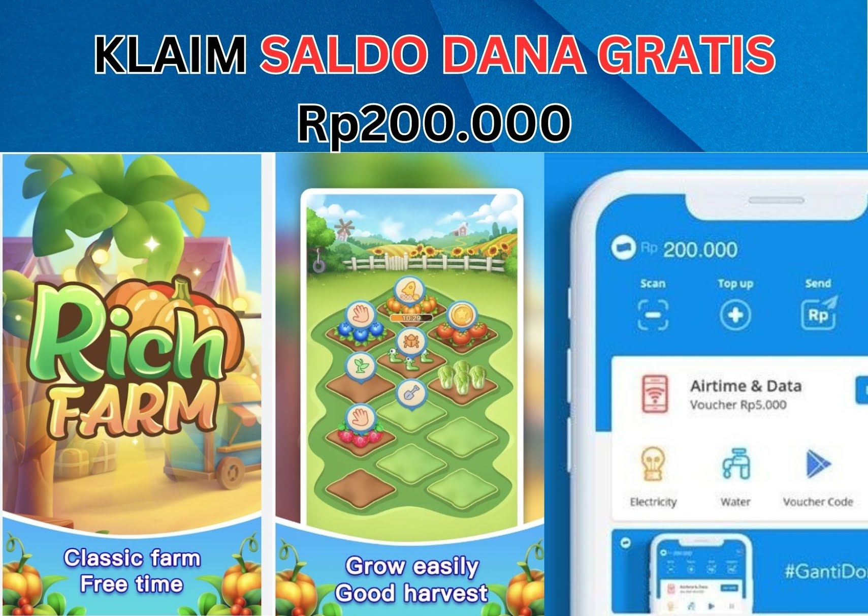 Cair Lagi Rp200.000 Dari Aplikasi Game Penghasil Saldo DANA Gratis, RichFarm Mainkan Sekarang Juga