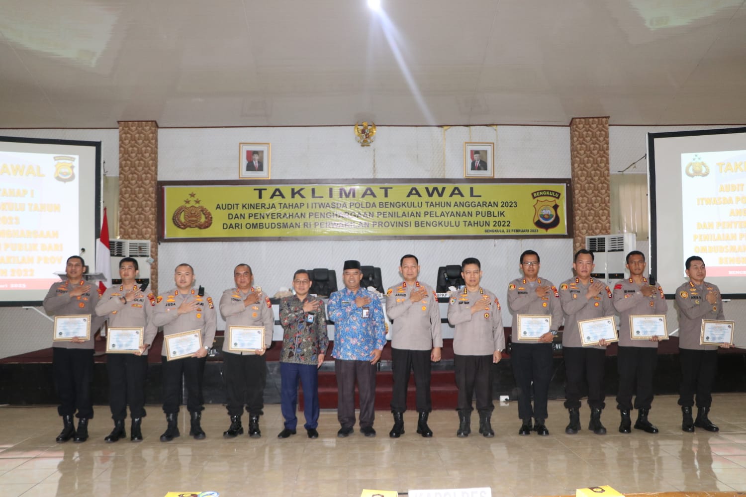 8 Polres di Bengkulu Diganjar Penghargaan Pelayanan Publik Terbaik 