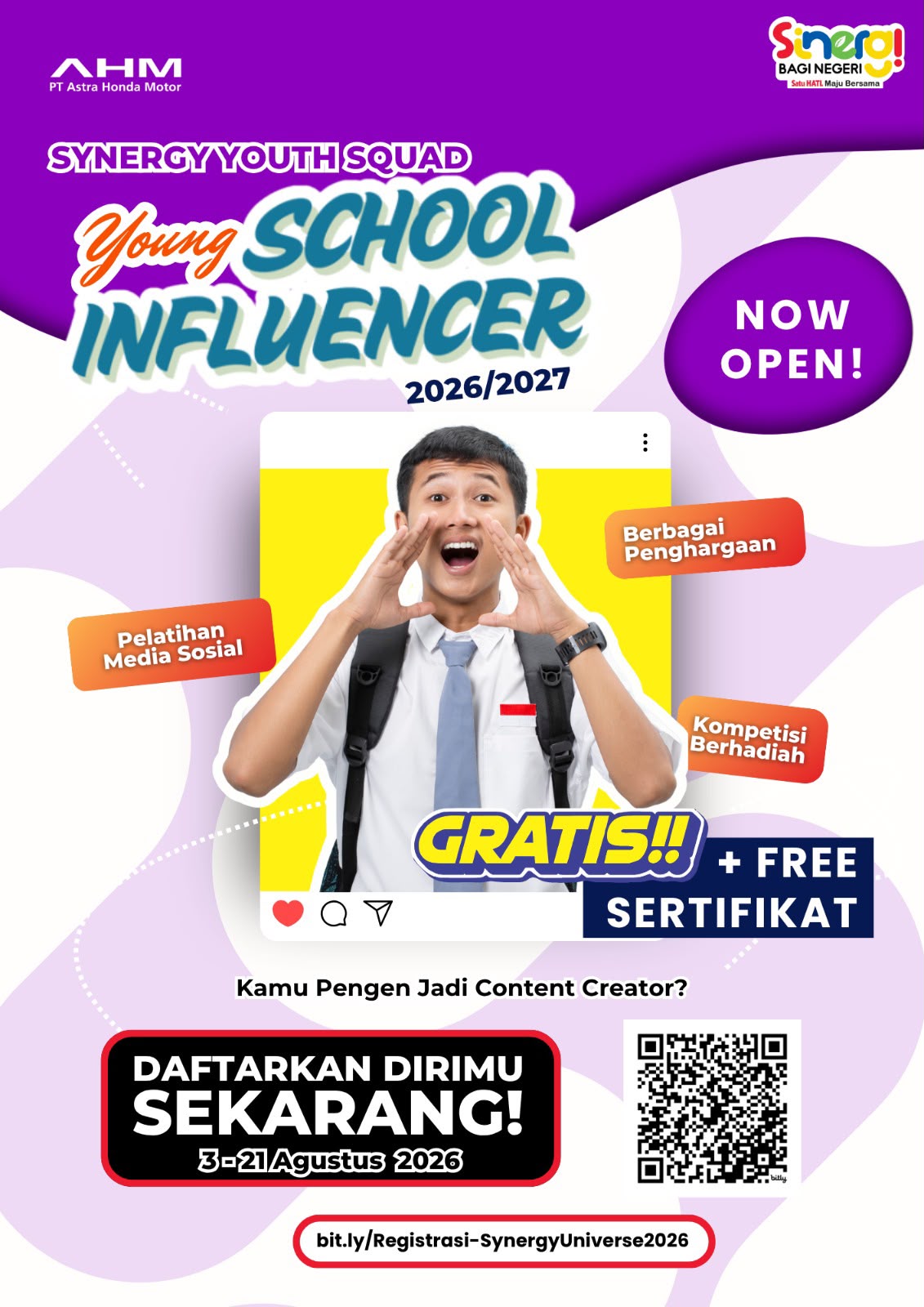 AHM Buka Program Young School Influencer 2026, Pelajar Bisa Belajar Jadi Content Creator