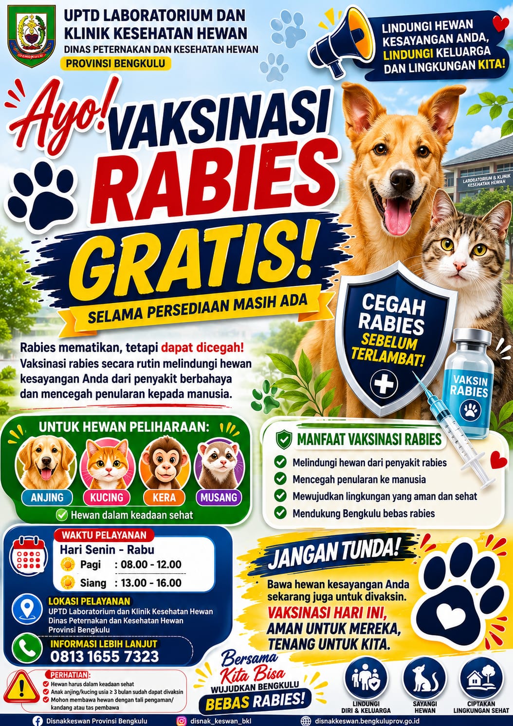 Bengkulu Perkuat Upaya Bebas Rabies Lewat Program Vaksinasi Hewan Gratis