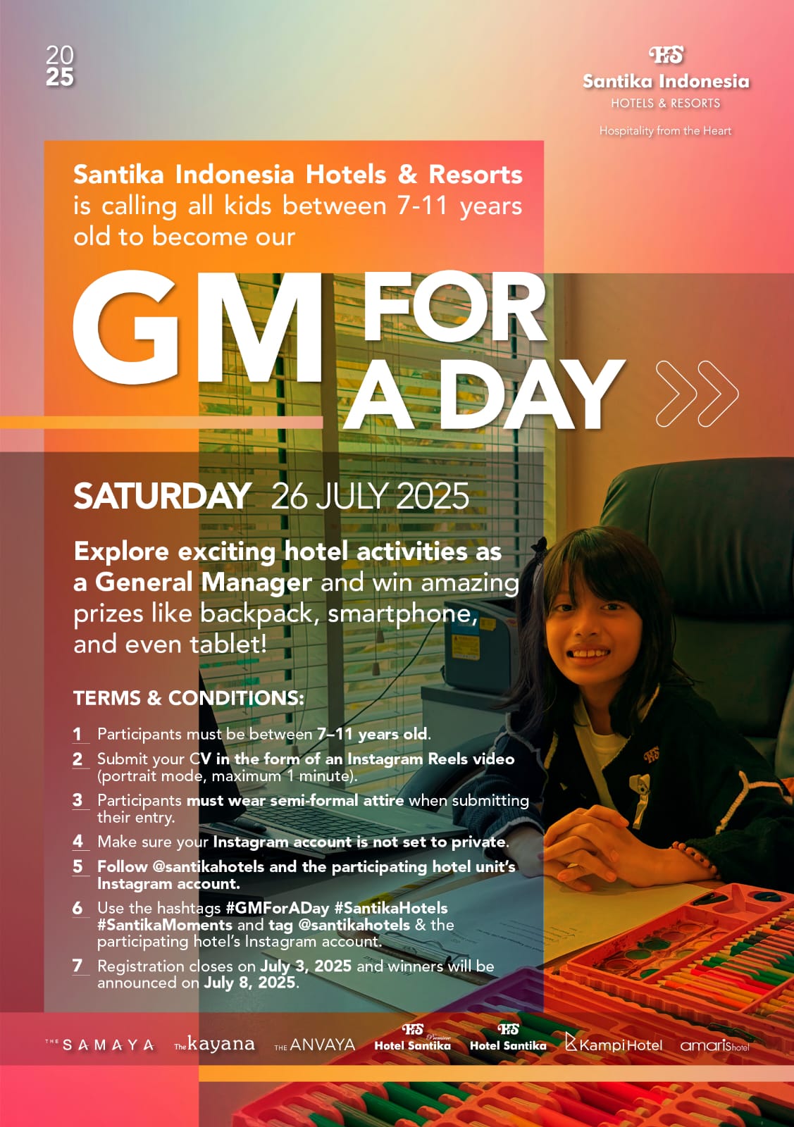 Peringati Hari Anak Nasional, Santika Indonesia Hadirkan Program GM For a Day 