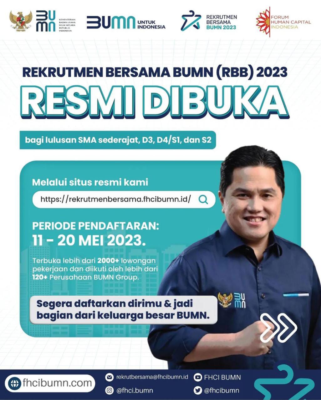 Rekrutmen Bersama BUMN 2023, Tersedia 2000 Lebih Lowongan di 120 Perusahaan, Segera Daftar!