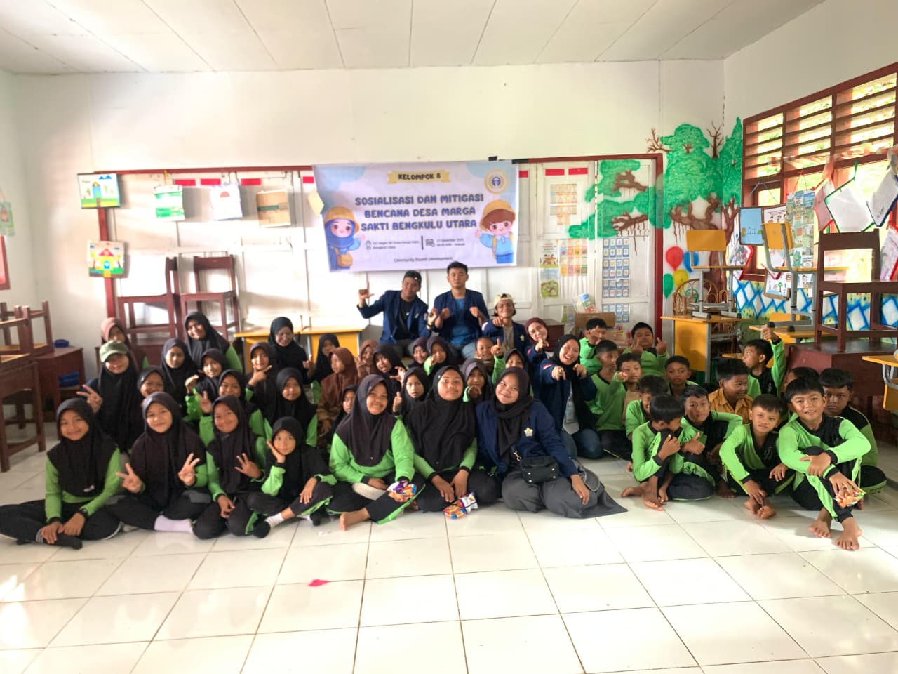 Mitigasi Bencana Gempa Bumi, Mahasiswa Sosiologi UNIB Bersama BPBD Edukasi Siswa SD Negeri 080 Bengkulu Utara