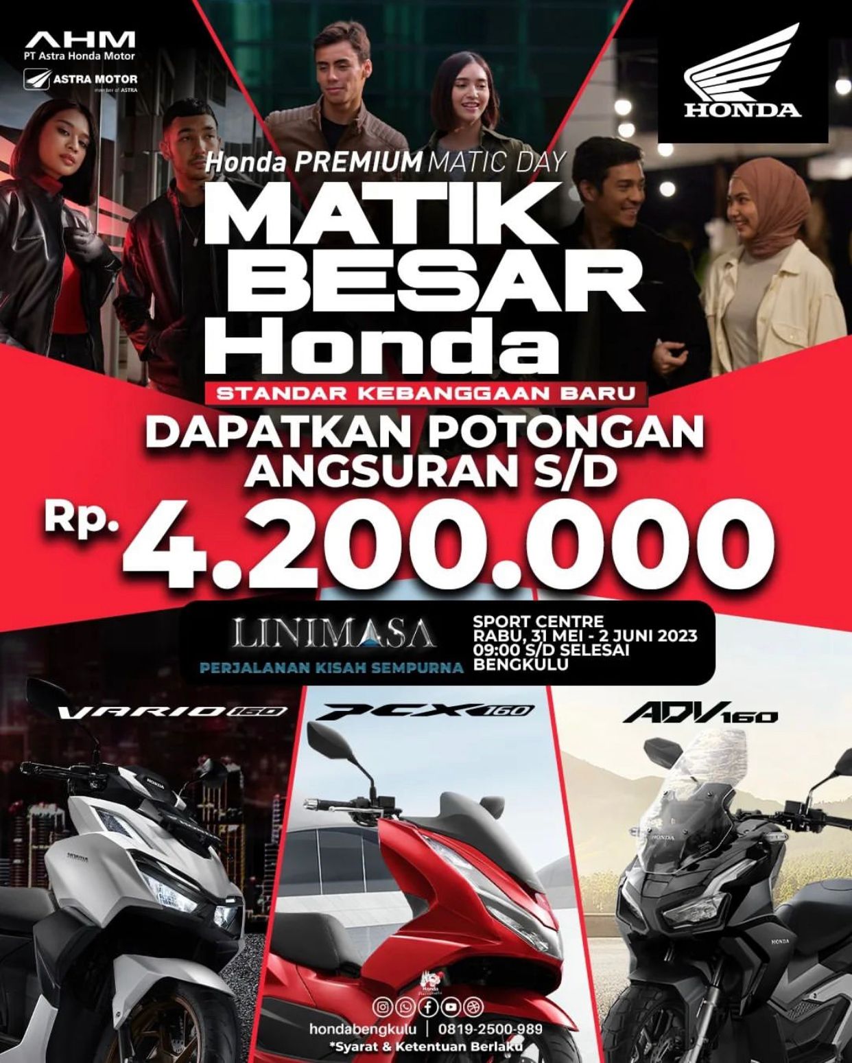 Honda Premium Matic Day Astra Motor Bengkulu Bersama Mahalini Raharja, Ada Promo Special Event Menarik