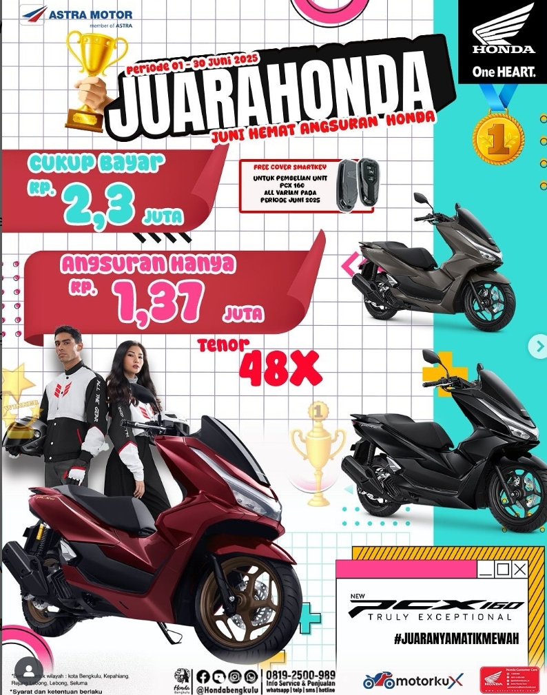 Astra Motor Bengkulu Kembali Hadirkan Promo 'JUARAHONDA', Angsuran Motor Mulai Rp800 Ribuan