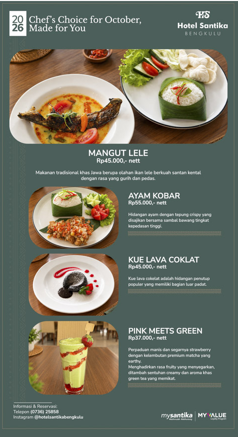 Hotel Santika Bengkulu Hadirkan Empat Menu Spesial Selama Oktober