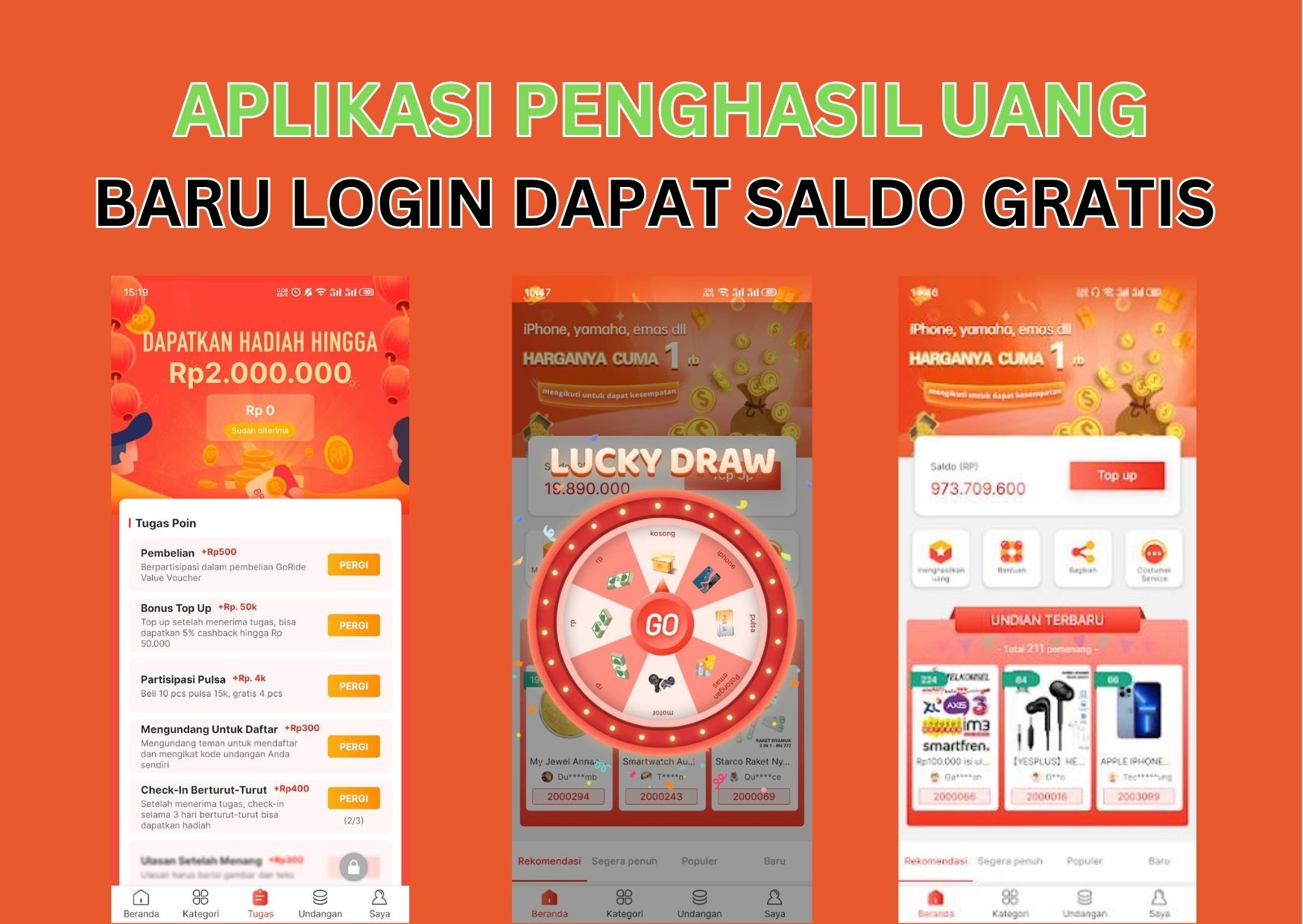 Aplikasi Penghasil Uang Tercepat, Baru Login Dapat Saldo Gratis Rp130.000