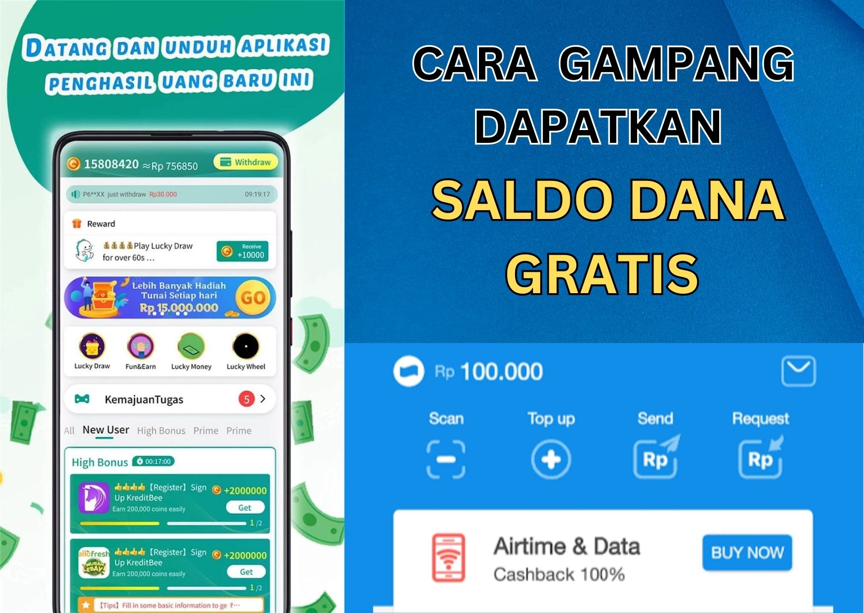 Cara Gampang Dapatkan Saldo DANA Gratis Rp100.000 Tiap Hari dari Aplikasi TikCoin 