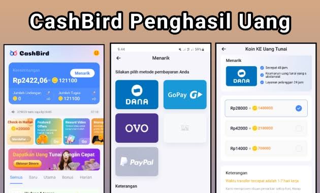 Mantul!! Aplikasi CashBird, Buat Akun Baru Aja Sudah Cuan Rp42.000 Saldo Gratis, Buruan Coba Tanpa Deposit 