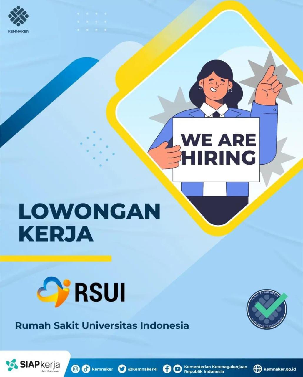 Lowongan Kerja Rumah Sakit Universitas Indonesia, Minimal Lulusan SMK Bisa Daftar, Cek Syaratnya