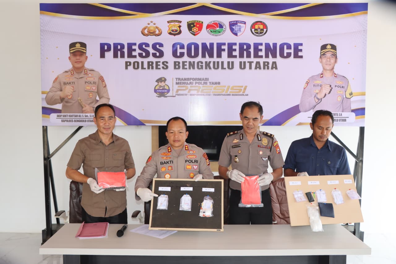 Polres Bengkulu Utara Bongkar 7 Kasus Narkoba, Transaksi Sabu via WhatsApp dan COD 