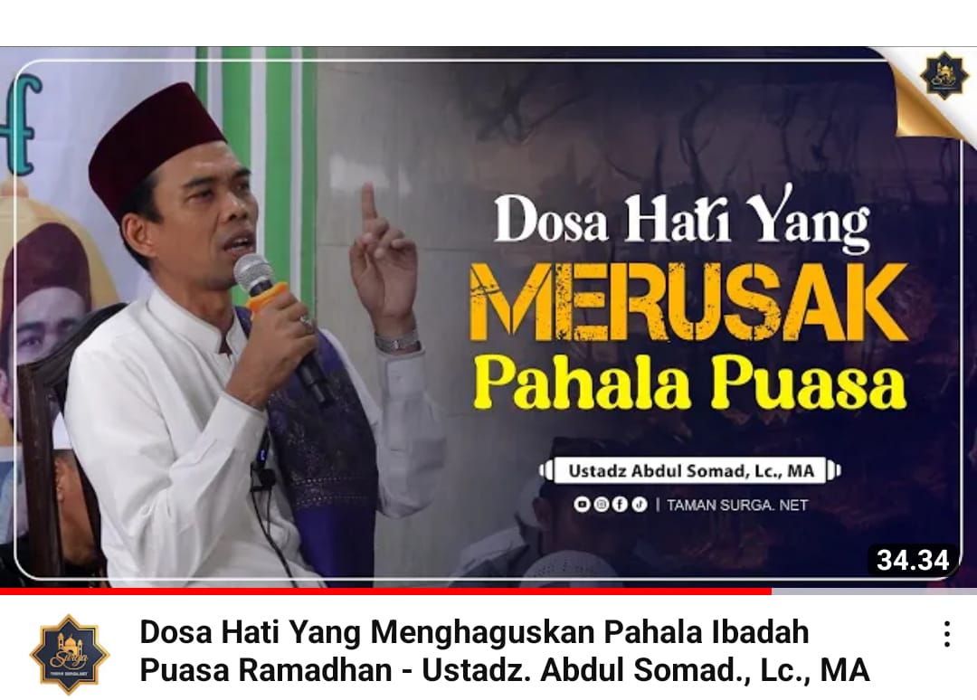 Ustadz Abdul Somad: Dosa Hati yang Menghanguskan Pahala Ibadah Puasa Ramadan