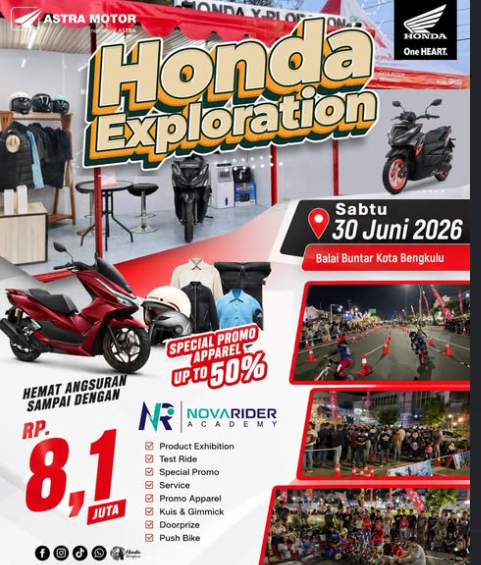 Astra Motor Bengkulu Siapkan Beragam Promo dan Hiburan Seru Lewat Event Honda Exploration  