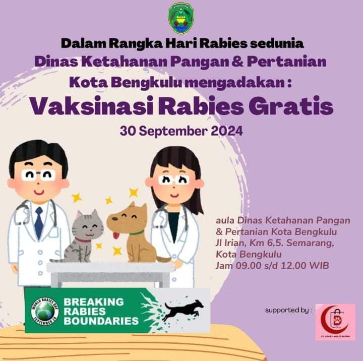 Pemkot Bengkulu Buka Vaksinasi Rabies Gratis, Kuota Vaksinasi 500 Dosis