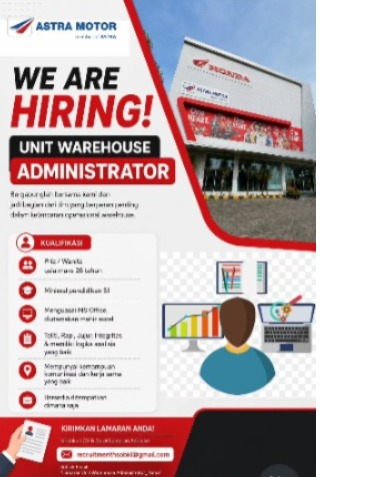 Astra Motor Buka Lowongan Unit Warehouse Administrator, Simak Syaratnya