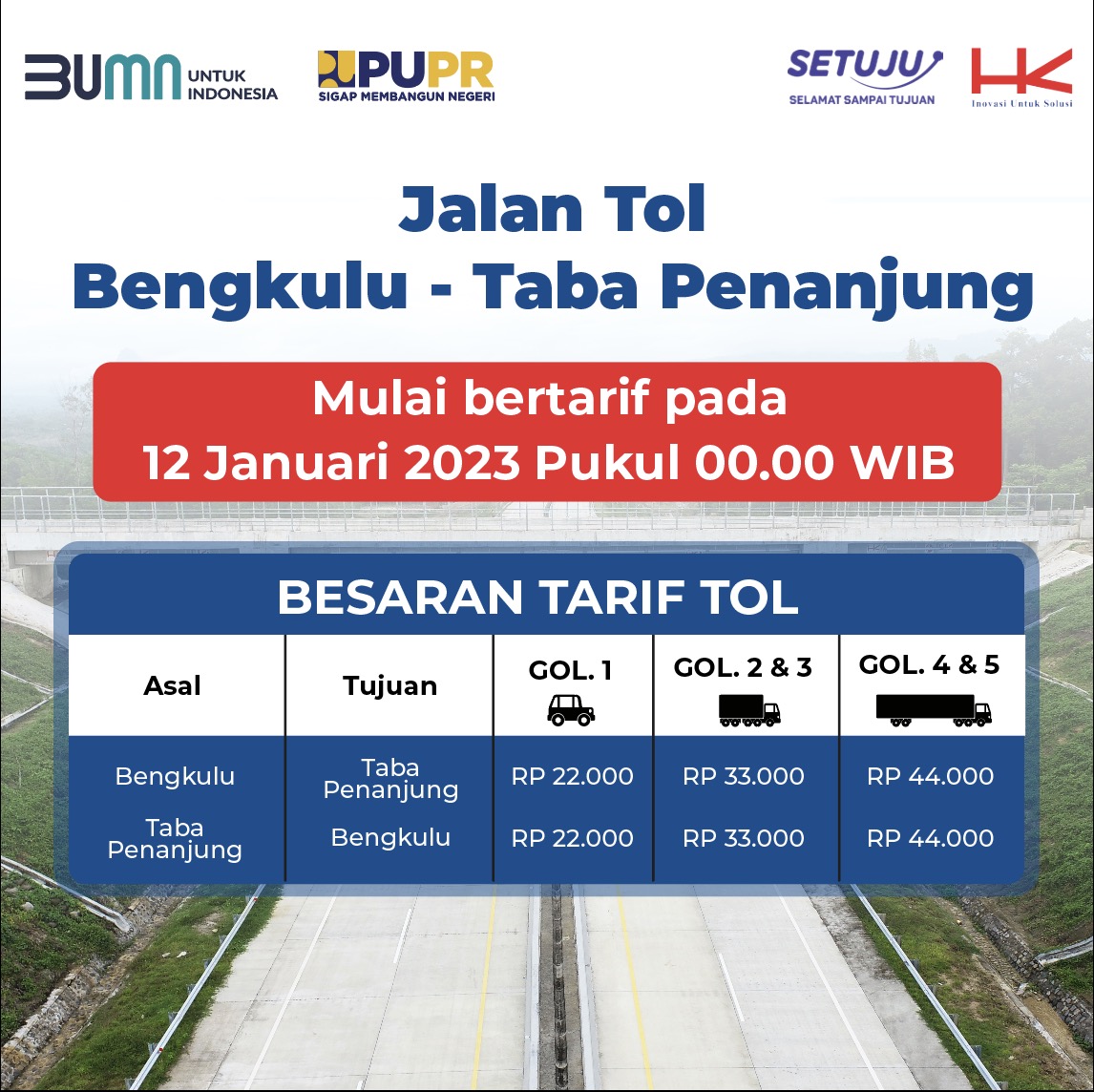 Ini Tarif Baru Tol Bengkulu, Rinciannya Begini