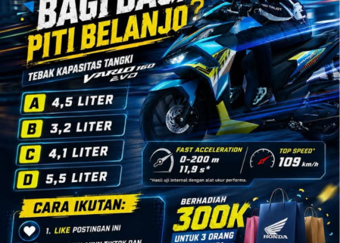 Yuk Ikuti Kuis Honda Bagi-Bagi Piti Belanjo, Menangkan Hadiah Ratusan Ribu Rupiah untuk 3 Pemenang