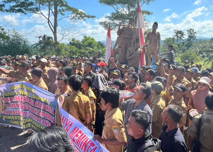 6 Bulan Gaji Tertahan, Ratusan Kades dan Perangkat Desa Seluma Geruduk Kantor Pemda, Ancam Mogok Kerja