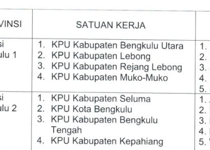 KPU RI Tetapkan 10 Nama Timsel Calon Anggota KPU Kabupaten/Kota di Bengkulu, Ini Daftarnya