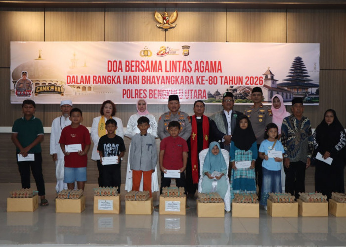 Doa Lintas Agama Warnai Hari Bhayangkara ke-80, Polres Bengkulu Utara Perkuat Toleransi dan Kepedulian Sosial