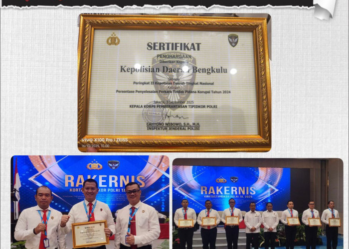 Integritas Jadi Kunci, Subdit Tipidkor Polda Bengkulu Raih Penghargaan Nasional dari Kabareskrim