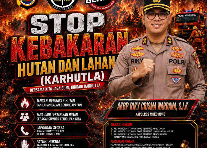 Cegah Karhutla di Mukomuko, Kapolres Tegaskan Ancaman Hukuman 15 Tahun Penjara Bagi Pembakar Lahan