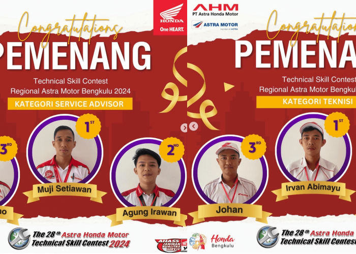 Inilah Pemenang Astra Honda Technical Skill Contest AHASS se-Provinsi Bengkulu