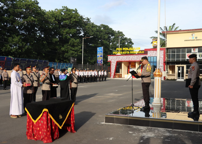 Kapolresta Bengkulu Pimpin Upacara Sertijab 3 Pejabat Baru di Lingkungan Polresta Bengkulu 