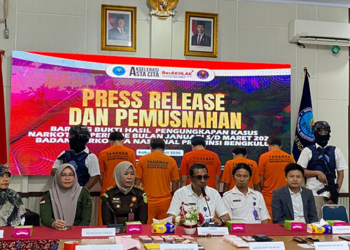 Jualan Sabu Sebanyak 2 Kg,  5 Bandar Narkoba Ini Dibekuk BNNP Bengkulu