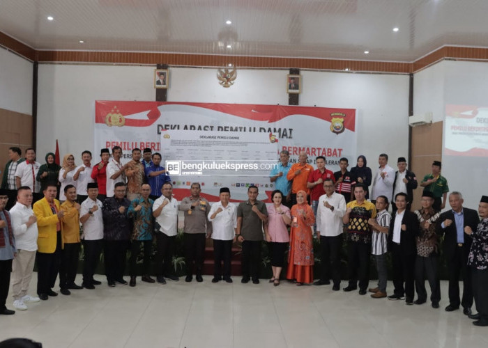 Peserta Pemilu  di Bengkulu Deklarasi Pemilu Damai, Wakapolda: Mari Kita Jaga Keamanan dan Kondusifitas Pemilu