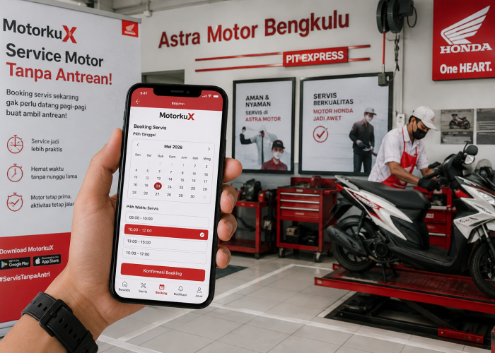 Service Motor Kini Tanpa Antre, Astra Motor Bengkulu Ajak Konsumen Gunakan Aplikasi MotorkuX