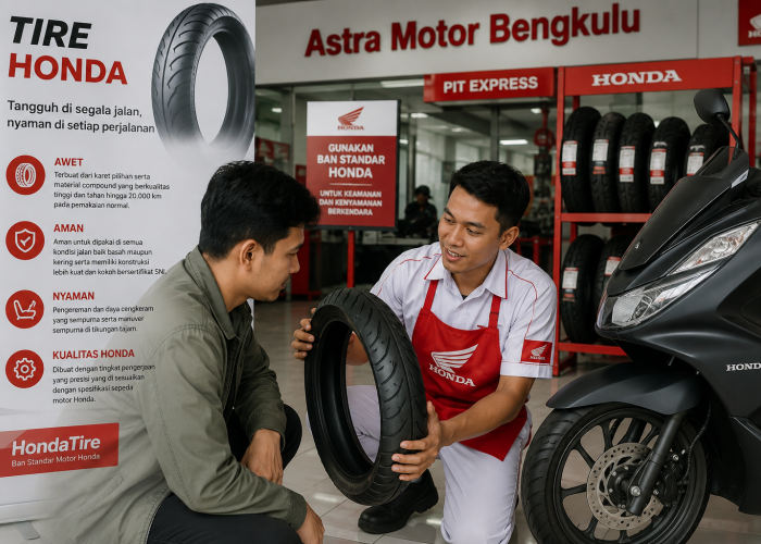 Honda Tire Jadi Pilihan Aman dan Nyaman Berkendara, Astra Motor Bengkulu Ajak Konsumen Gunakan Ban Standar 