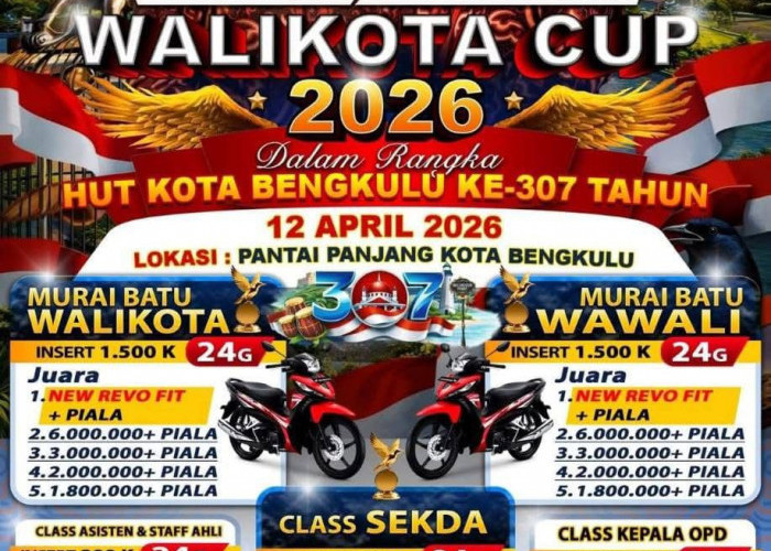 Walikota Cup Bengkulu 2026 Digelar di Pantai Panjang, Siapkan Dua Motor untuk Juara Murai Batu