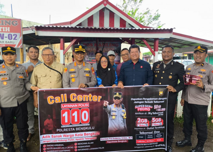 Telepon Gratis, Polresta Bengkulu Tempel 1.000 Stiker Call Center 110