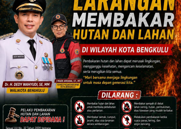 Wali Kota Bengkulu Imbau Warga Stop Pembakaran Hutan dan Lahan